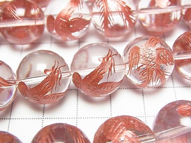 [Video] Red! Phoenix (Four Divine Beasts) Carved! Crystal AAA Round 16mm 1/4 or 1strand beads (approx. 14inch/35cm)