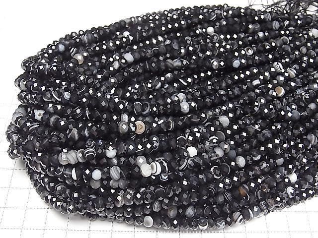 Brown-Black Agate Faceted Button Rondelle 6x6x4mm 1strand beads (approx. 15inch/36cm) High Quality!