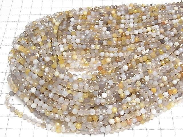 Botswana Agate Faceted Round 4mm 1strand beads (aprx.15inch/36cm)High Quality!