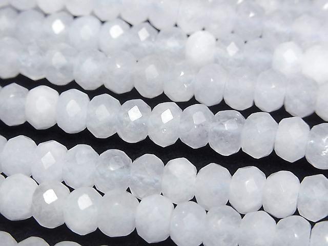 Grayish-blue color Jade Faceted Button Rondelle 6x6x5mm 1strand beads (approx. 14inch/34cm)