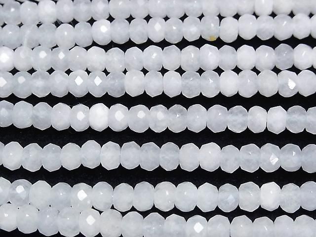 Grayish-blue color Jade Faceted Button Rondelle 6x6x5mm 1strand beads (approx. 14inch/34cm)