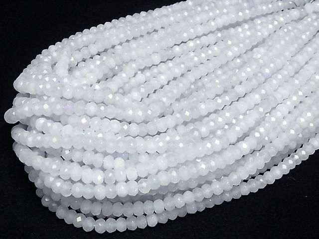 Grayish-blue color Jade Faceted Button Rondelle 6x6x5mm 1strand beads (approx. 14inch/34cm)