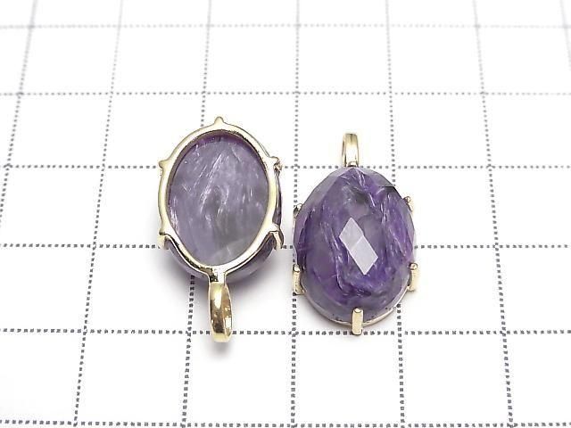 [Video] Charoite AAA Faceted Pendant 16x12mm 18KGP 1pc