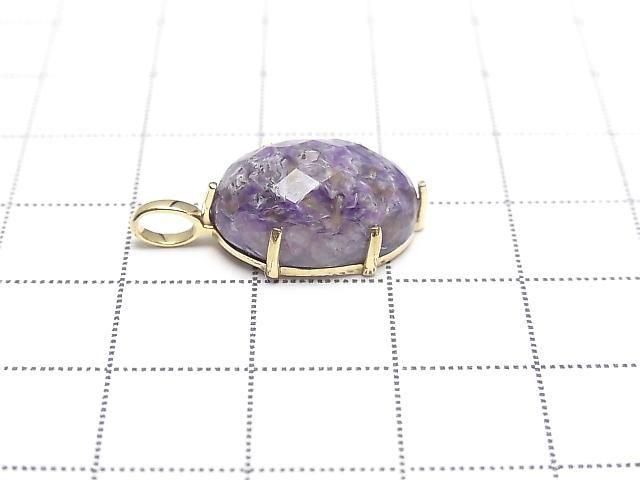 [Video] Charoite AAA Faceted Pendant 16x12mm 18KGP 1pc