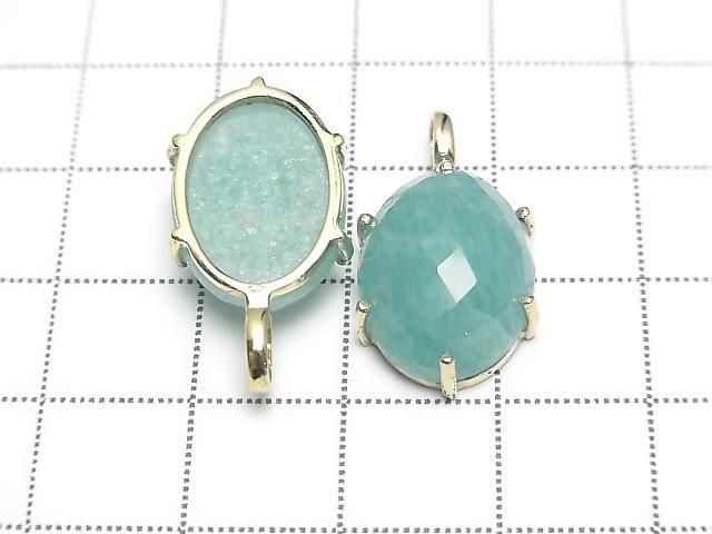 [Video] Amazonite AAA Faceted Pendant 16x12mm 18KGP 1pc