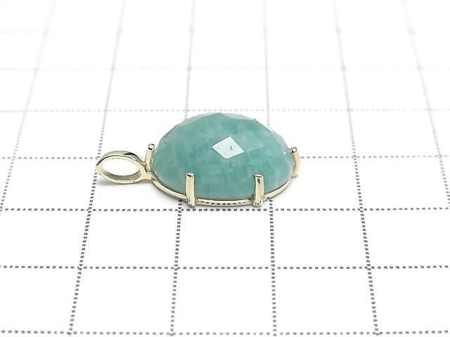 [Video] Amazonite AAA Faceted Pendant 16x12mm 18KGP 1pc