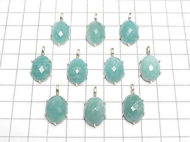 [Video] Amazonite AAA Faceted Pendant 16x12mm 18KGP 1pc
