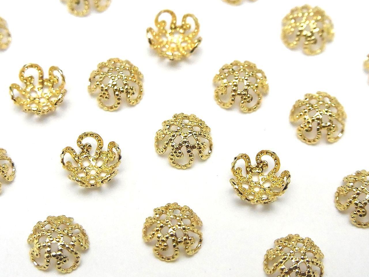 Metal parts Bead Caps 6.5 x 6.5 x 3.5 mm gold color 10pcs