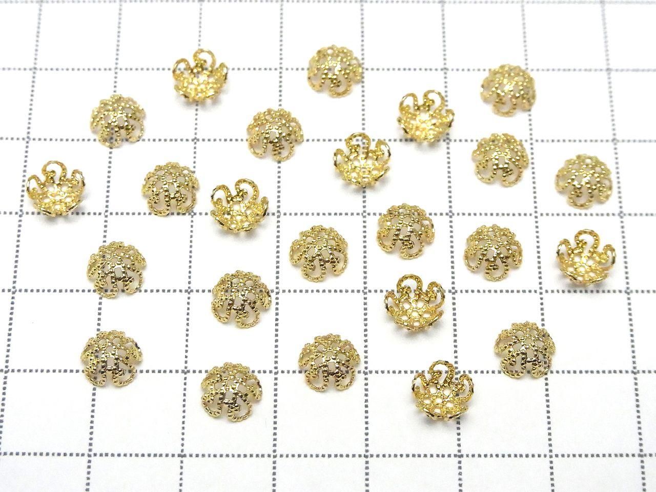 Metal parts Bead Caps 6.5 x 6.5 x 3.5 mm gold color 10pcs