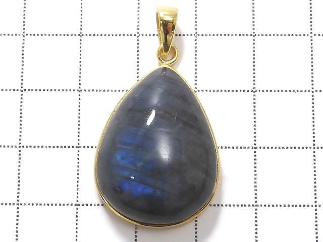 Blue Labradorite AAA Pendant 18KGP NO.96 [One of a kind]