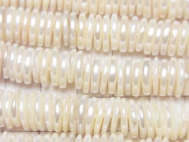 [Video] Shell Pearl White Rondelle (Heishi) 10x10x1.5mm 1strand beads (approx. 15inch/36cm)