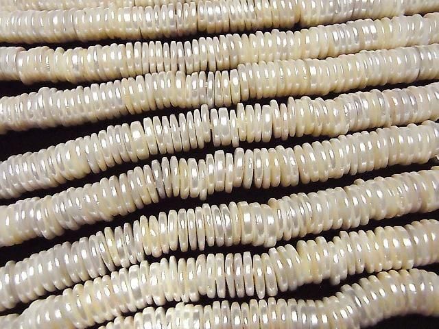 [Video] Shell Pearl White Rondelle (Heishi) 10x10x1.5mm 1strand beads (approx. 15inch/36cm)