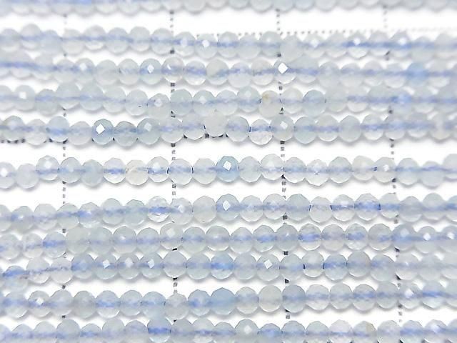 [Video] High Quality! Natural Blue Calcite AA++ Faceted Round 2mm 1strand beads (approx. 15 inches/37 cm)
