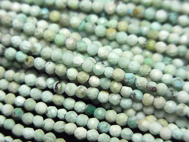 [Video] High Quality! Peruvian Chrysocolla Faceted Round 2mm 1strand beads (approx. 14 inches/34 cm)