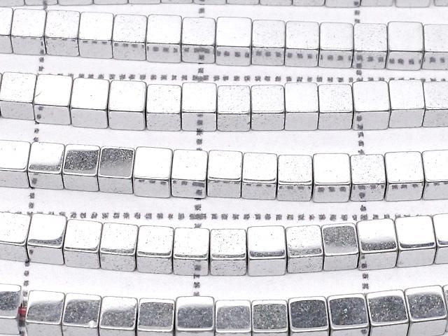 [Video] Hematite Cube 2x2x2mm Silver Coated 1strand beads (approx. 15inch/38cm)