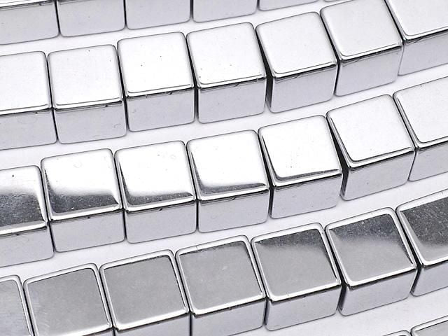 [Video] Hematite Cube 8x8x8mm Silver Coated 1strand beads (approx. 15inch/38cm)