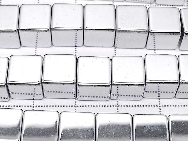 [Video] Hematite Cube 8x8x8mm Silver Coated 1strand beads (approx. 15inch/38cm)