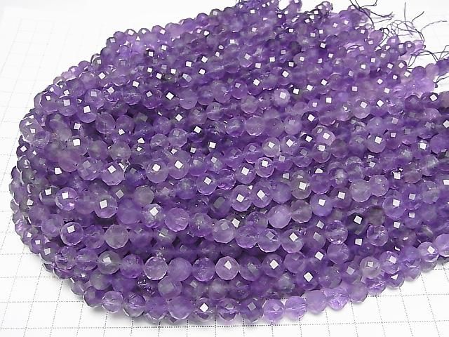 [Video] High Quality! Amethyst AA+ 64-Faceted Round 8mm 1strand Beads (approx. 15 inches/36 cm)