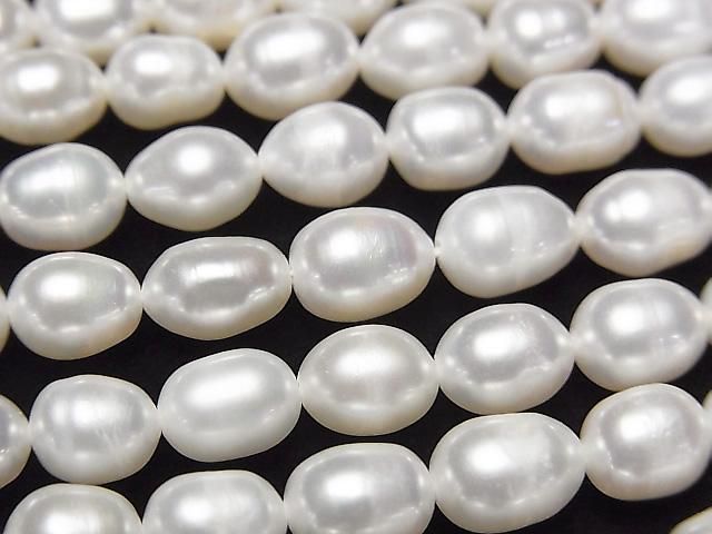 [Video] Fresh Water Pearl AA+ Rice 8x6x6mm White 1strand beads (approx. 15inch/36cm)