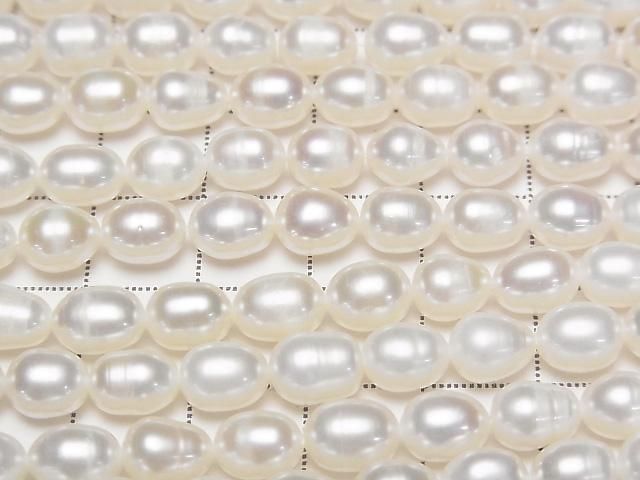 [Video] Fresh Water Pearl AA+ Rice 8x6x6mm White 1strand beads (approx. 15inch/36cm)