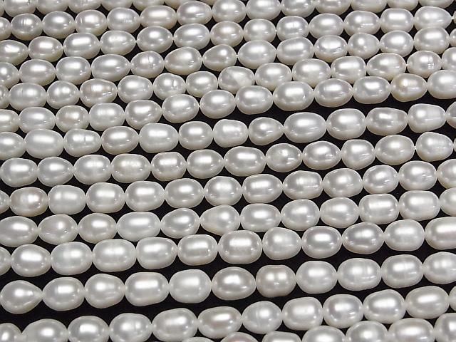 [Video] Fresh Water Pearl AA+ Rice 8x6x6mm White 1strand beads (approx. 15inch/36cm)