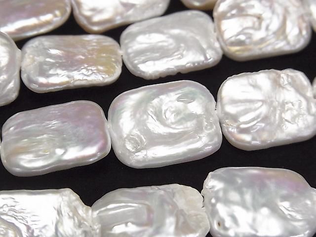 [Video] Fresh Water Pearl AA Rectangle 17-18mm White 1strand beads (approx. 14inch/35cm)
