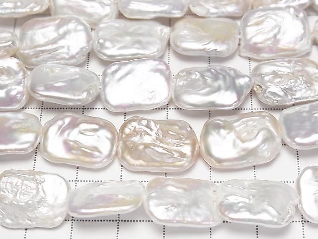 [Video] Fresh Water Pearl AA Rectangle 17-18mm White 1strand beads (approx. 14inch/35cm)