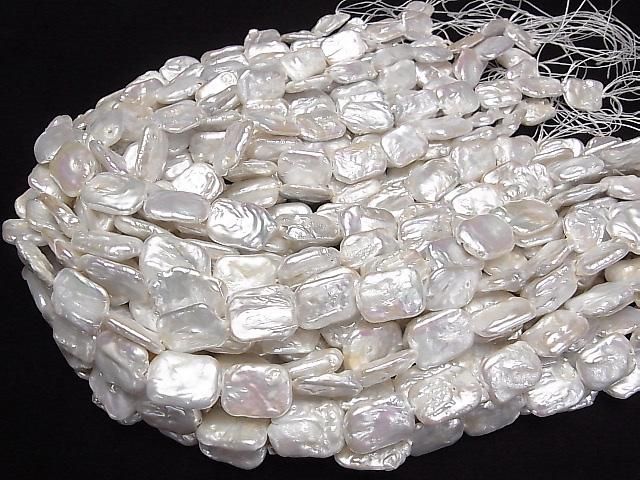 [Video] Fresh Water Pearl AA Rectangle 17-18mm White 1strand beads (approx. 14inch/35cm)