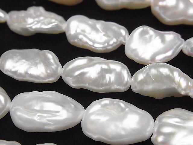 [Video] Fresh Water Pearl Keshi Pearl AA++ Baroque 11-17mm White 1strand beads (approx. 14inch/35cm)
