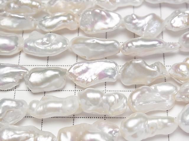 [Video] Fresh Water Pearl Keshi Pearl AA++ Baroque 11-17mm White 1strand beads (approx. 14inch/35cm)