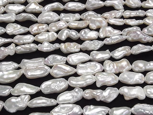 [Video] Fresh Water Pearl Keshi Pearl AA++ Baroque 11-17mm White 1strand beads (approx. 14inch/35cm)