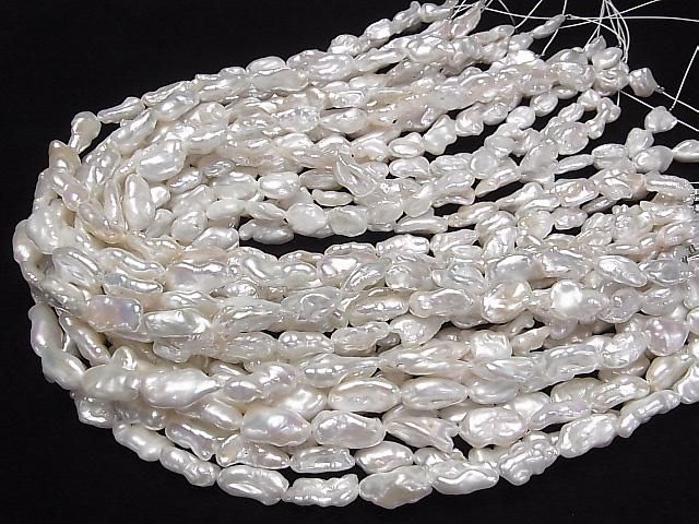 [Video] Fresh Water Pearl Keshi Pearl AA++ Baroque 11-17mm White 1strand beads (approx. 14inch/35cm)