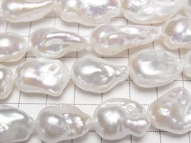 [Video] Fresh Water Pearl AAA- Baroque 14-23mm White 1strand beads (approx. 15inch/36cm)