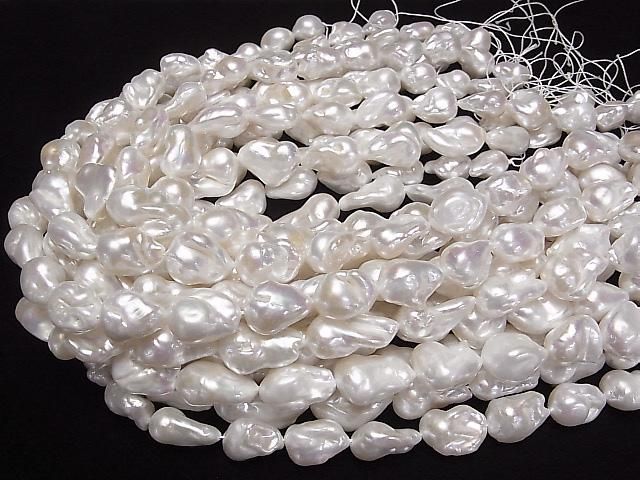 [Video] Fresh Water Pearl AAA- Baroque 14-23mm White 1strand beads (approx. 15inch/36cm)