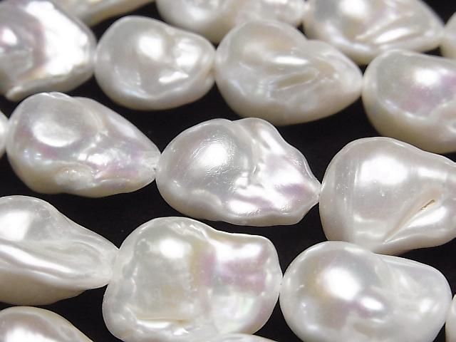 [Video] Fresh Water Pearl AAA- Baroque 14-20mm White 1strand beads (approx. 15inch/36cm)