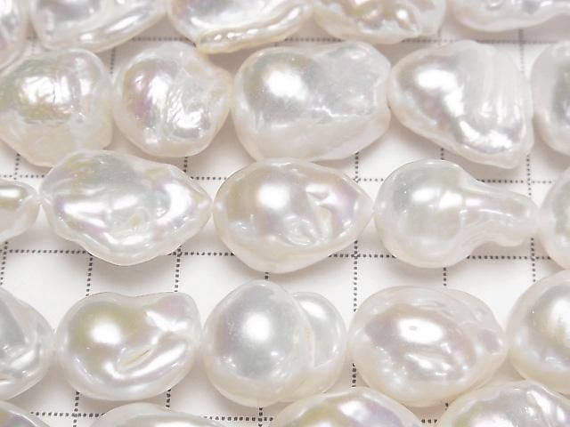 [Video] Fresh Water Pearl AAA- Baroque 14-20mm White 1strand beads (approx. 15inch/36cm)