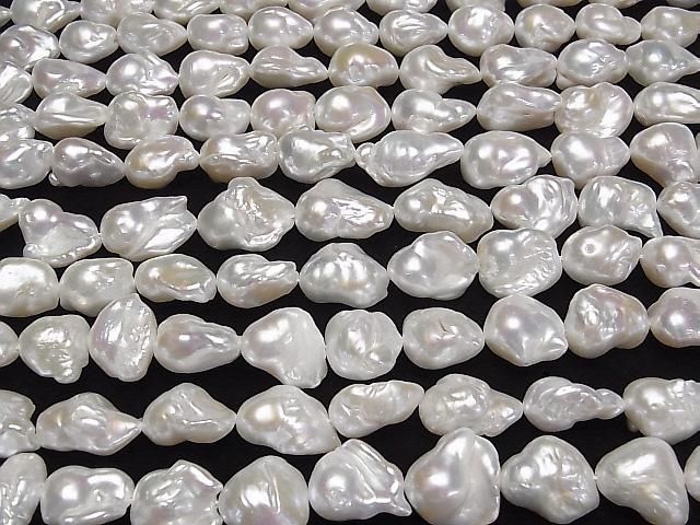 [Video] Fresh Water Pearl AAA- Baroque 14-20mm White 1strand beads (approx. 15inch/36cm)