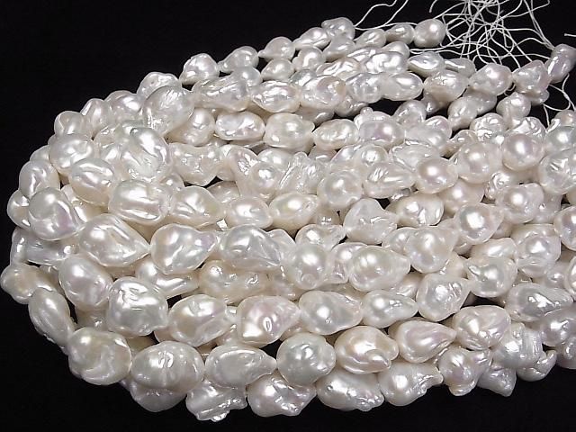 [Video] Fresh Water Pearl AAA- Baroque 14-20mm White 1strand beads (approx. 15inch/36cm)