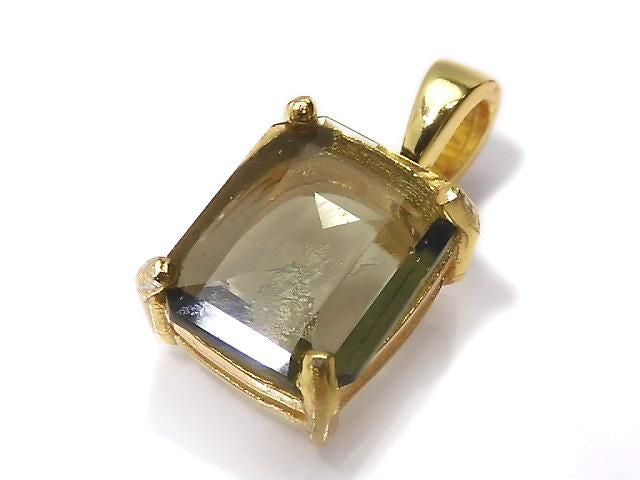 Moldavite AAA Faceted Pendant 18KGP NO.7 [One of a kind]