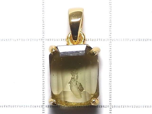 Moldavite AAA Faceted Pendant 18KGP NO.7 [One of a kind]
