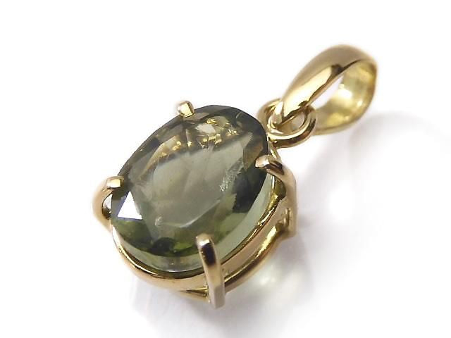 High Quality Moldavite AAA Faceted Pendant [18K Yellow Gold] NO.102 [One of a kind]