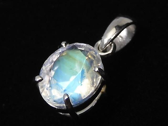 High Quality Royal Blue Moonstone AAA Faceted Pendant [Pt900] NO.104 [One of a kind]