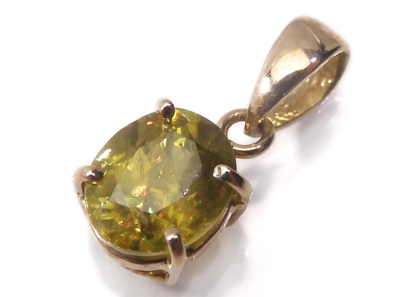 High Quality Sphene AAA Faceted Pendant [18K Yellow Gold] NO.108 [One of a kind]