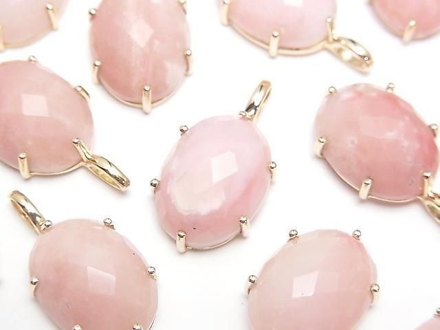 [Video] Pink Opal Faceted Pendant 16x12mm 18KGP 1pc
