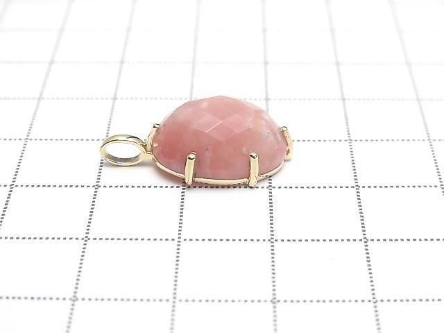 [Video] Pink Opal Faceted Pendant 16x12mm 18KGP 1pc
