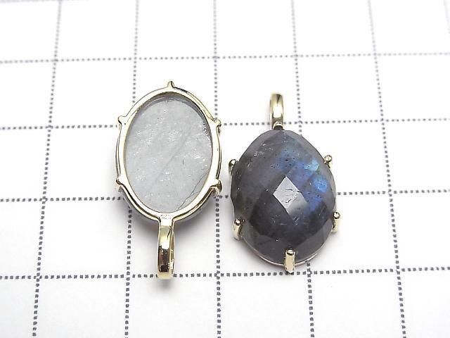 [Video] Labradorite Faceted Pendant 16x12mm 18KGP 1pc