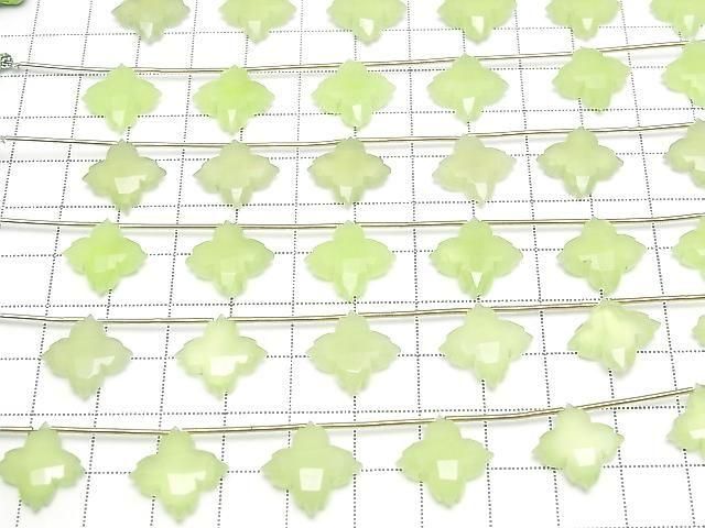[Video] Lime Green Chalcedony Deformed Faceted Square 15x15mm 1 Strand (5pcs)