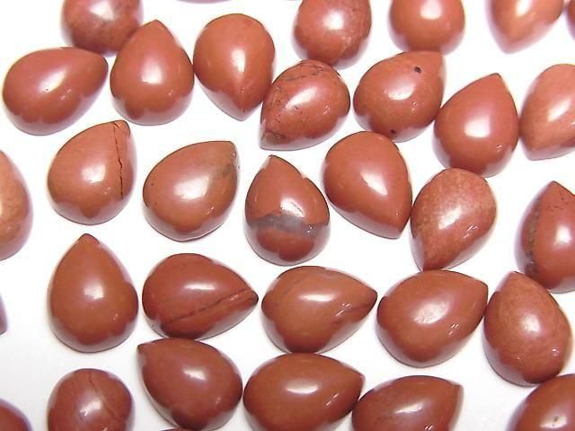 Red Jasper Pear Shape Cabochon 8x6mm 5pcs