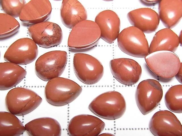 Red Jasper Pear Shape Cabochon 8x6mm 5pcs