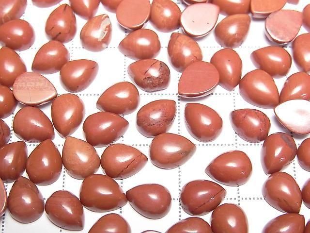 Red Jasper Pear Shape Cabochon 8x6mm 5pcs